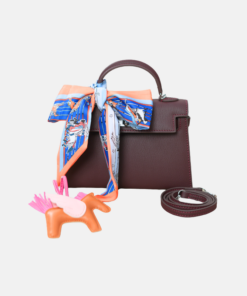 Angola Red Cowhide Handbag With Silver Turn Lock