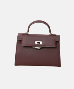 Kelly 25 Cowhide Handbag with Silver Buckle for Women